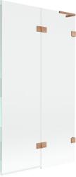 Mexen Lunar L, kétszárnyú kádparaván jobb oldali 100 x 150 cm, átlátszó üveg, matt réz, 897L-100-100-65-00-P (897L-100-100-65-00-P)