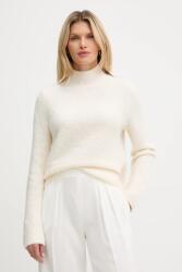 HUGO BOSS pulóver gyapjúkeverékből könnyű, bézs, félgarbó nyakú, 50547907 - bézs XL