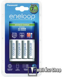 Panasonic ENELOOP akkutöltő - 240V, LED jelzés, időzítő, 4xAA/AAA elem kompatibilis + 4db 1900mAh AA elem - FEHÉR - K-KJ17MCC40E (K-KJ17MCC40E)