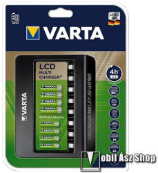 VARTA LCD UNIVERSAL MULTI CHARGER+ akkutöltő (240V, AAA/AA/C/D/9V elem kompatibilis, LED kijelző) FEKETE (57688)