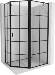 Mexen Mist, ötszögletű zuhanykabin, jobb oldali 90 x 80 cm, átlátszó üveg-fekete rács, 8A8-090-080-70-77-P (8A8-090-080-70-77-P)