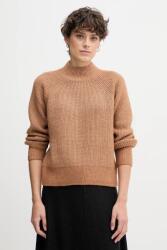 Calvin Klein gyapjúkeverék pulóver barna, félgarbó nyakú, LV044D372G - barna S