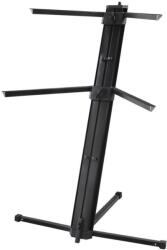 DH Keyboard állvány kétszintes oszlop 3 lábbal fekete, m: 1040 mm, terhelés max: 25 + 20 kg