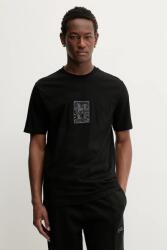 HUGO pamut póló fekete, nyomott mintás, 50546804 - fekete L