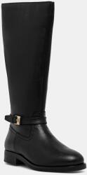 Tommy Hilfiger bőr csizma TH BUCKLE RIDING LTHR LONG BOOT fekete, lapos talpú, FW0FW08873 - fekete Női 39