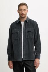 Calvin Klein kordbársony ing galléros, sötétkék, relaxed, LV04RD106G - sötétkék M