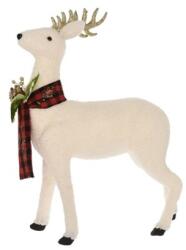  Dekoráció szarvas fehér, sállal álló, hungarocell, szövet, 33x12x50 cm (B21320198)