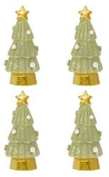 Dekoráció karácsonyfa csillaggal poly 2, 1x1, 8x4, 5 cm zöld, arany 4db/csomag (LR24B-6522)