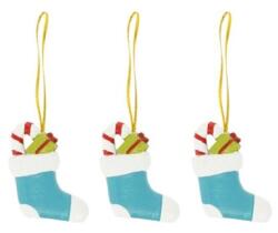 Dekoráció zokni ajándékkal, cukorbottal, akasztós poly 4, 1x1, 4x5 cm kék, fehér 3db/csomag (LR24B-6531)
