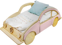 Ourbaby Pat de lemn auto VW BEETLE 160x80 cm - roz