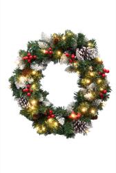 Somogyi Elektronic KMK45LED LED-es műkoszorú, 45 cm, 35 db melegfehér LED, 8 programos, időzítés, 2D tűlevél (KMK45LED) - mentornet