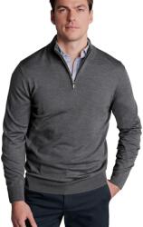 Charles Tyrwhitt Merino Zip Neck Jumper - Grey - S