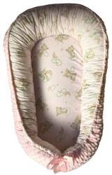  Kétoldalas pamut/minky babafészek kókuszbetéttel - Rózsaszín szivárvány maci