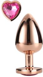 DreamToys Gleaming Love - alumínium plug szív alakú kővel - M (rózsaarany) - sexshopcenter