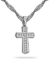 Heratis Forever Fehérarany medál Kereszttel, laboratóriumban növesztett gyémántokkal díszítve BSBR126A