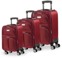 Leonardo Da Vinci Bőrönd szett 3 részes bordó puha falú 4 kerekes Leonardo (le-266-set-3-bordo)