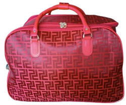Leonardo Da Vinci Nagyméretű gurulós utazótáska piros színben görögmintával 55 cm (le-2007-red)