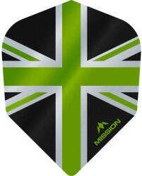 Winmau Darts toll Mission Alliance, Union Jack, No6, 100 micron vastag, fekete, zöld
