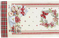 Kert és Otthonbolt Karácsonyi sütis, ezüst lurexes gépi gobelin asztali futó, 44 x 140 cm (J138544X140E)