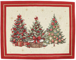 Kert és Otthonbolt Karácsonyfás, piros szélű, arany lurexes gépi gobelin tányéralátét, 48 x 37 cm (J412040X50A)