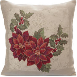  Gobelin karácsonyi párnahuzat fényes fonallal Natúr/piros 45x45 cm +/-5% (431398)