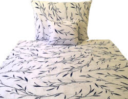  Krepp 3 részes ágynemű huzat garnitúra - 140x200 cm / szolid kék levél mintás