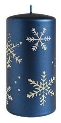 ARTMAN Karácsonyi henger gyertya - 14x7 cm - sötétkék hópehely mintával (IMO-CHH-BC8458-SW)