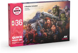 AK Interactive QUICK PAINT SET - 36 QUICK GEN COLORS (+2 FREE BRUSHES) (AK17601)