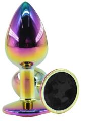 Guilty Toys Metal Anal Plug, Small, Multicolor, Black Crystal