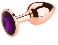 Passion Labs Large Anal Plug Charm, Rose Gold, Piatra Mov Inchis