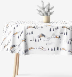 Goldea karácsonyi ovális teflonos terítő - téli táj 120 x 180 cm