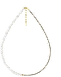 BeSpecial Colier tennis argint 925 placat cu aur 14K cu perle si zirconiu (CRR44)