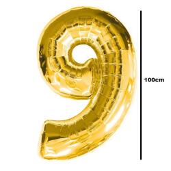 Balloons4party Balon folie cifra 9 auriu gold 100cm