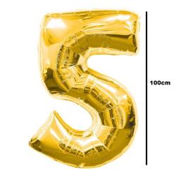 Balloons4party Balon folie cifra 5 auriu gold 100cm