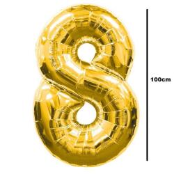 Balloons4party Balon folie cifra 8 auriu gold 100cm