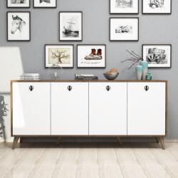 Mezza Consola Nowe cu 4 Usi, Nuc, 180x80x45 cm (389MZA1130)