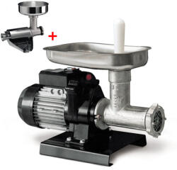 REBER Pachet - Masina de tocat carne electrica nr. 12, Reber 9501 N, 500 W, 50-90 kg h, vas inox + Accesoriu stors rosii Reber 8700 N, nr. 5, accesorii inox (59546+59781) Masina de tocat manual