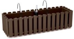 Prosperplast Jardiniera decorativa, suport metalic, sistem irigare, maro, 58x18x16.2 cm, Boardee Fencycase W (DDEF600W-R222)