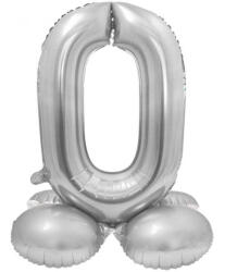  Ezüst 0-ás Silver szám fólia lufi talppal 72 cm (MLG145977) - nasivegyi