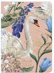 PLANALL Zsebnaptár PLANALL B/6 heti álló fehér lapos aranyozott Swan 2026 (21542) - tonerpiac