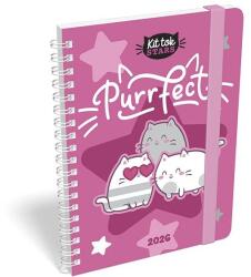 Lizzy Card Határidõnapló LIZZY CARD B/6 heti spirálozott gumis Kittok purrfect 2026 (21578) - tonerpiac