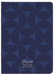 PLANALL Zsebnaptár PLANALL B/6 heti álló fehér lapos aranyozott Blue 2026 (21544) - tonerpiac