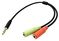  Reducere pentru căști și microfon mufă cu 4 poli 3, 5 M-2x jack 3, 5 F, cablu 25 cm