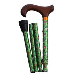 Összecsukható, 4 részes, állítható magasságú divatos járóbot csuklópánttal, Fashion, Vadvirág