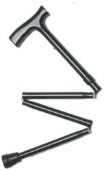  Összecsukható, 4 részes, állítható magasságú divatos járóbot csuklópánttal, fekete