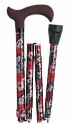  Összecsukható, 4 részes, állítható magasságú divatos járóbot csuklópánttal, Fashion, Virág