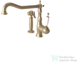 Bugnatese OXFORD álló mosogató csaptelep kihúzható zuhanyfejes szettel, matt bronz 6384BO (6384BO)