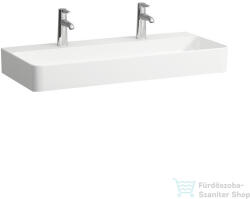Laufen Val SaphirKeramik 95x42 cm-es mosdó 2 csaplyukkal, túlfolyó nélkül, LCC Active bevonattal, fehér H810287A001151 (H810287A001151)