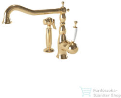 Bugnatese OXFORD álló mosogató csaptelep kihúzható zuhanyfejes szettel, sárgaréz 6384ON (6384ON)