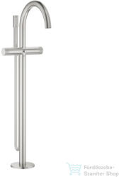 GROHE ATRIO PRIVATE szabadon álló kádtöltő csaptelep zuhanyszettel, alaptest nélkül, Supersteel 25229DC0 (25229DC0)